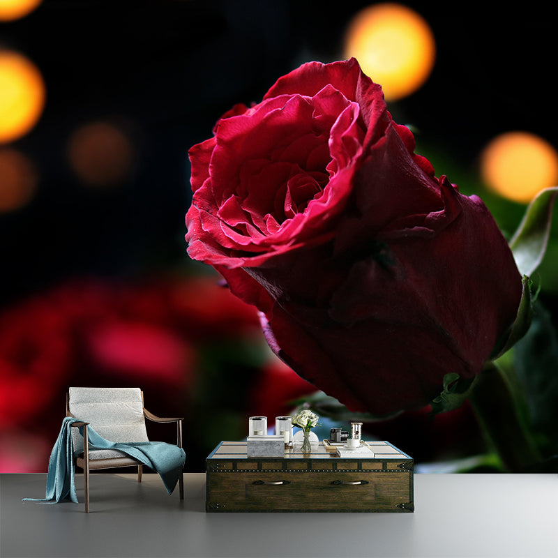 Rose Blooming Mural Decal Modern Style Moisture Resistant for Sitting Room