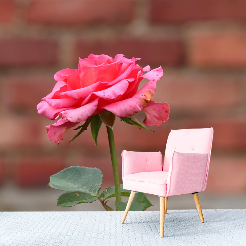 Rose Blooming Mural Decal Modern Style Moisture Resistant for Sitting Room