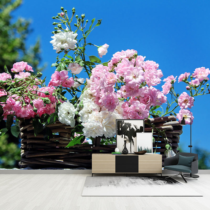 Customized Moisture Resistant Mural Wallpaper Decal Roses Blooming Wall Decor