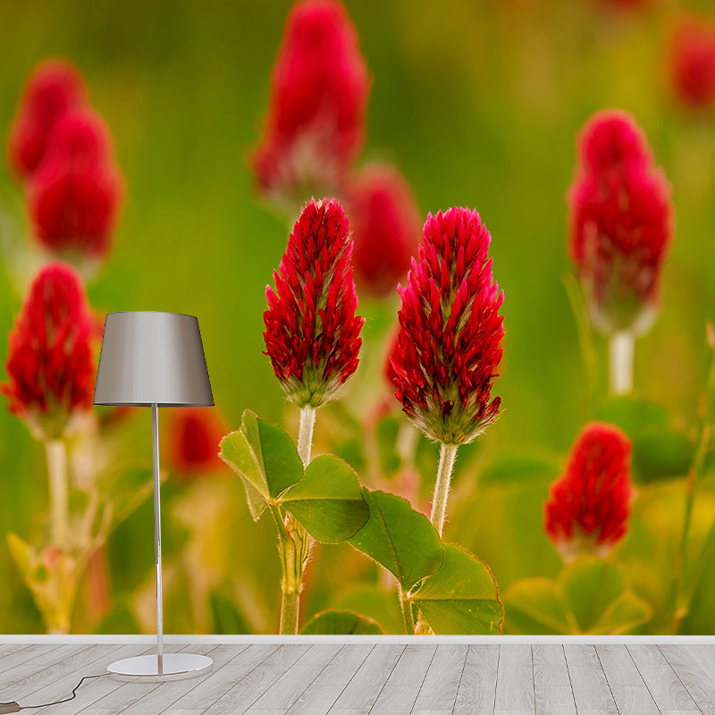 Customized Moisture Resistant Mural Wallpaper Decal Rose Clover Wall Decor