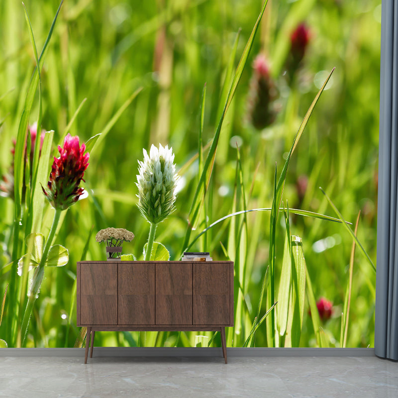 Customized Moisture Resistant Mural Wallpaper Decal Rose Clover Wall Decor