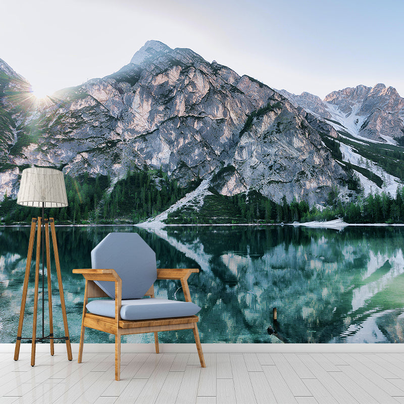 Modern Mountain Wall Mural Decal Moisture Resistant Sitting Room Wall Decor