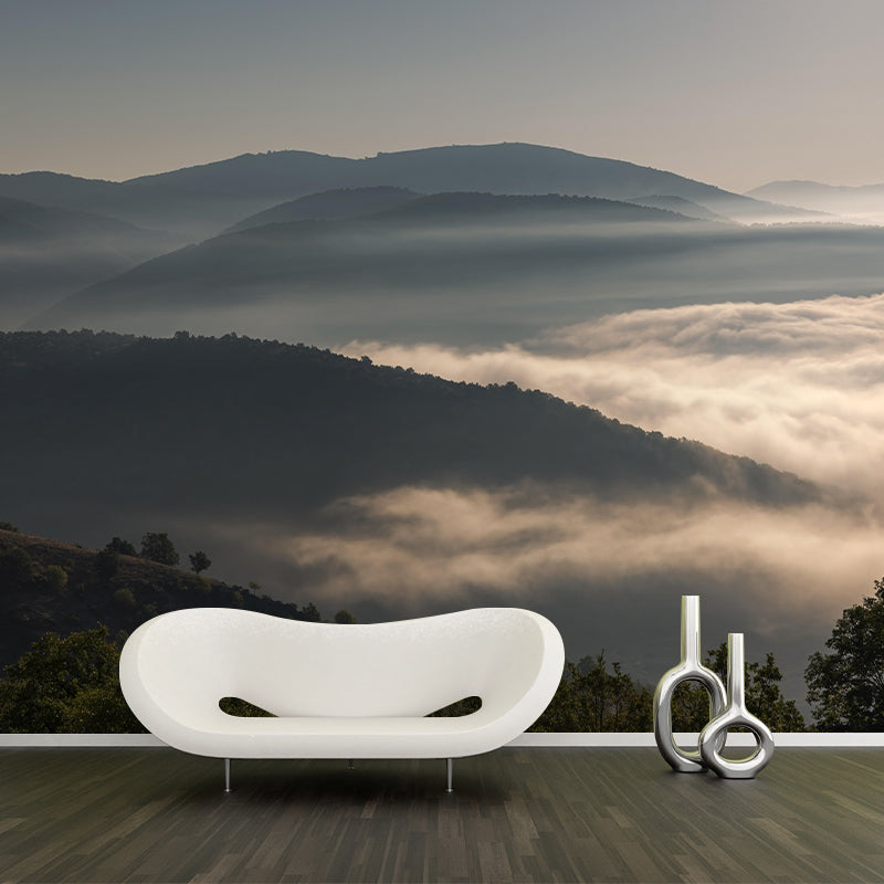 Customized Moisture Resistant Mural Wallpaper Decal Mountain in Soft Color