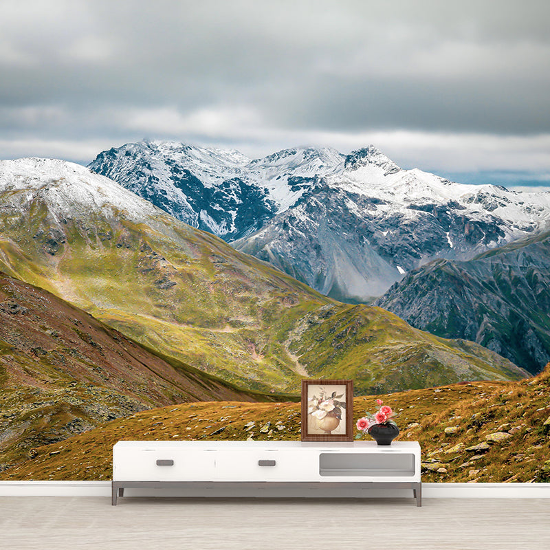 Customized Moisture Resistant Mural Wallpaper Decal Mountain Wall Decor in Soft Color