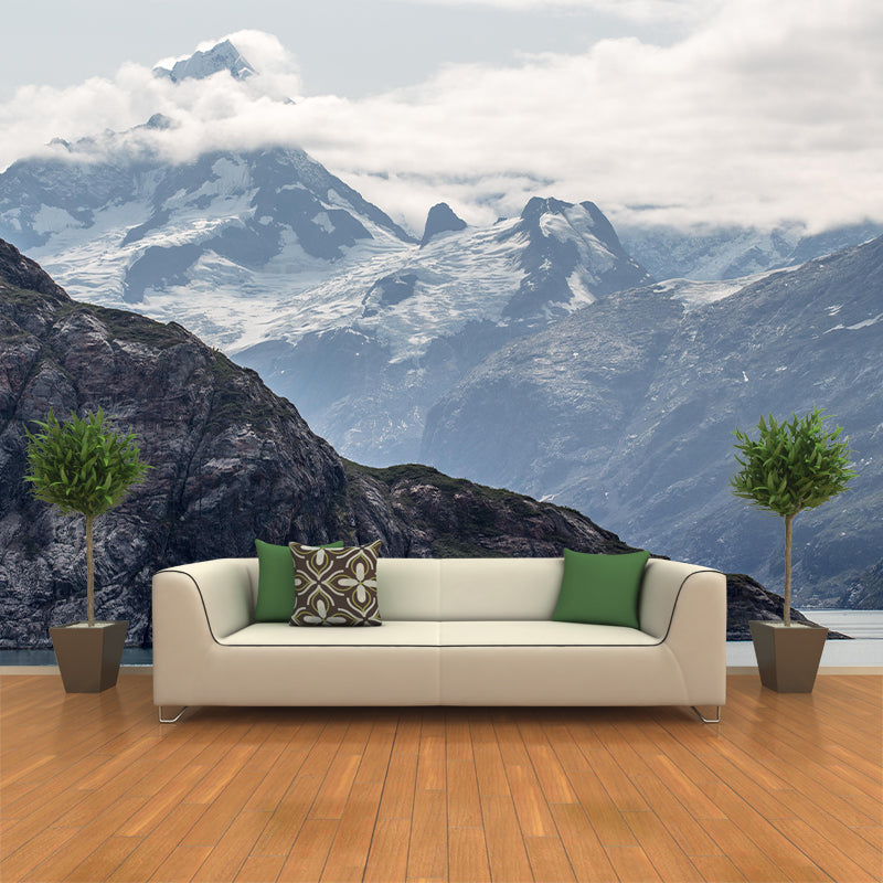 Customized Moisture Resistant Mural Wallpaper Decal Mountain Wall Decor in Soft Color