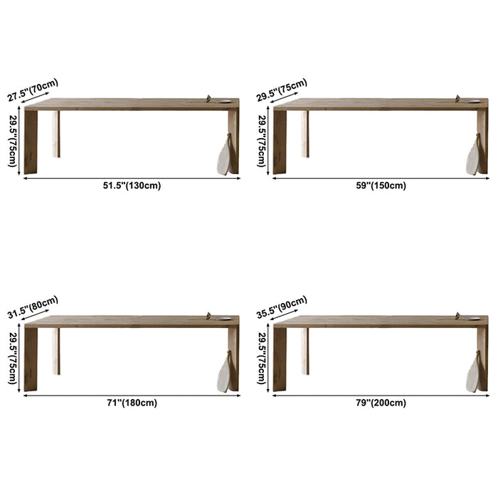 Contemporary Dining Table Solid Wood Table with 4 Legs for Dining Room