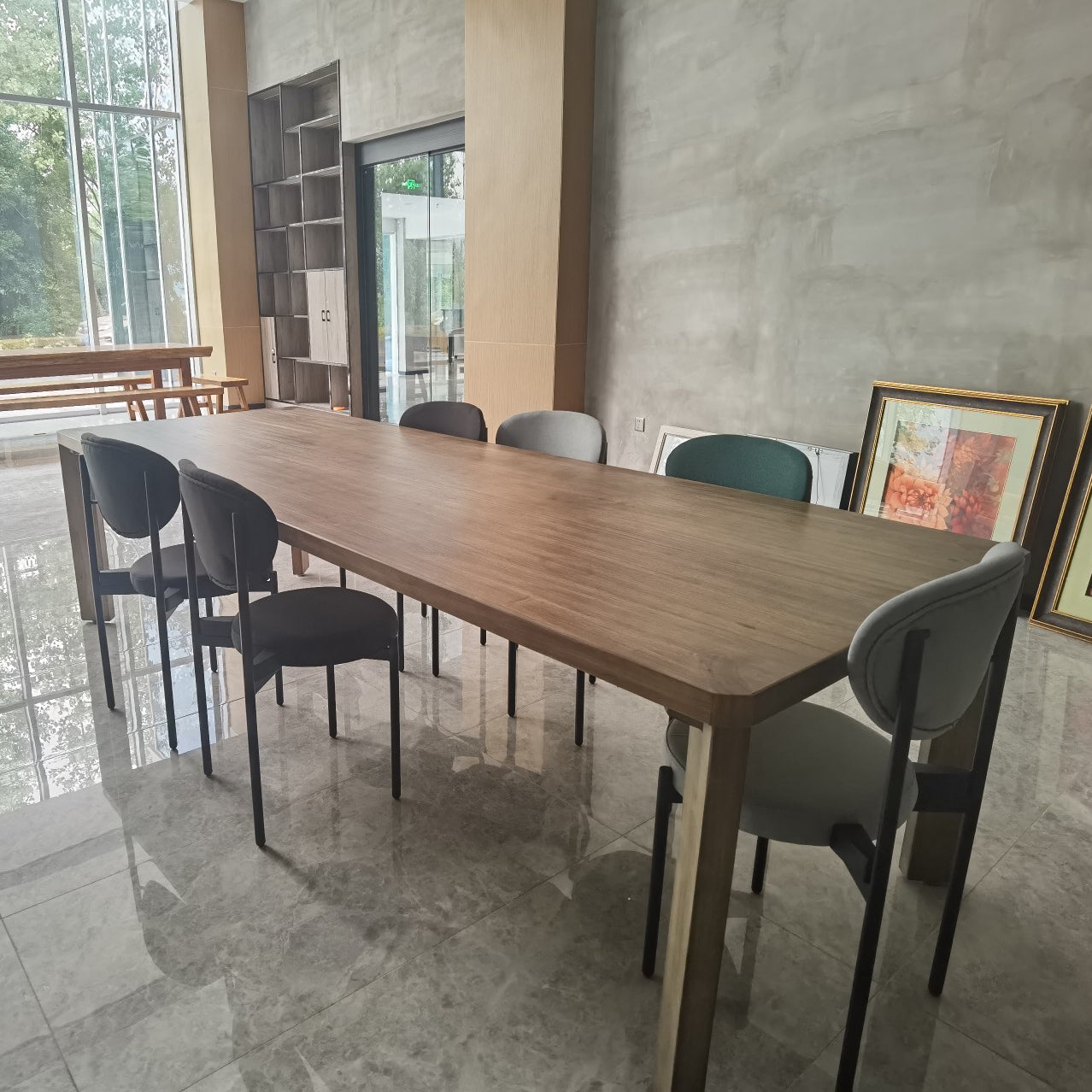 Contemporary Dining Table Solid Wood Table with 4 Legs for Dining Room