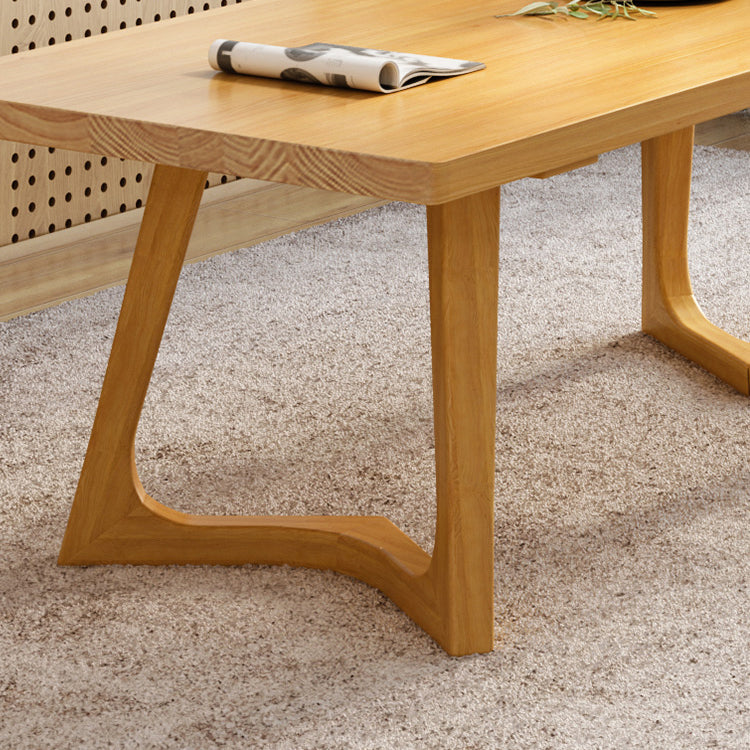 Rectangle Wood Color Dining Table Pine Solid Wood Table Modern with Double Pedestal