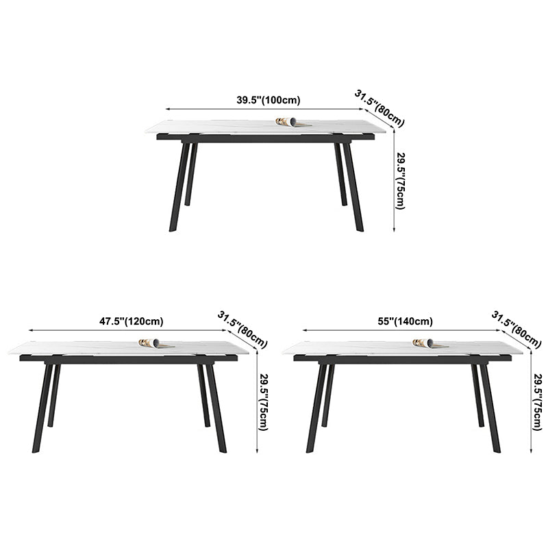 Sintered Stone Modern Dining Table Rectangle Extendable Table with 4 Legs