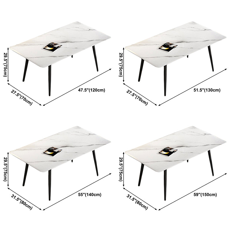 Sintered Stone White Dining Table Simplicity 4 Legs Table for Dining Room