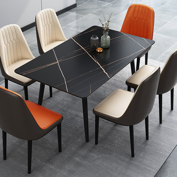 Dining Room Contemporary Sintered Stone Dining Table Rectangular Table with Metallic Base