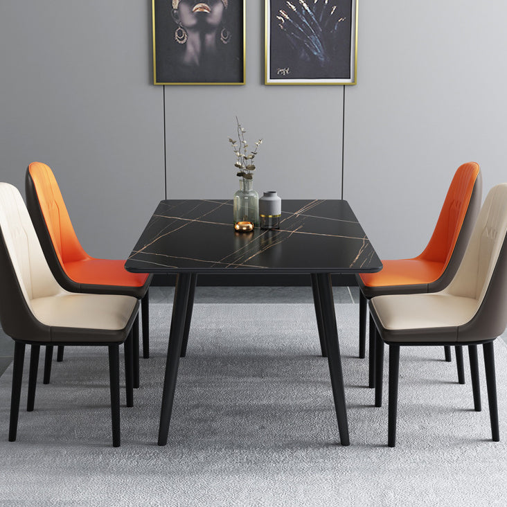 Dining Room Contemporary Sintered Stone Dining Table Rectangular Table with Metallic Base