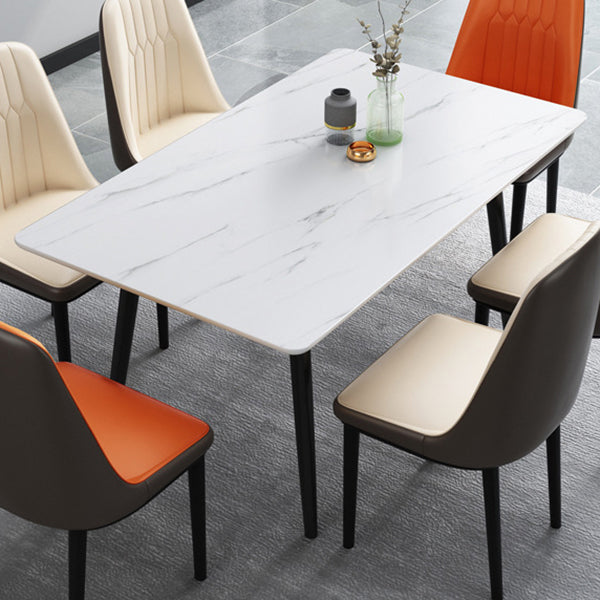 Dining Room Contemporary Sintered Stone Dining Table Rectangular Table with Metallic Base