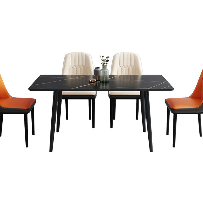 Dining Room Contemporary Sintered Stone Dining Table Rectangular Table with Metallic Base