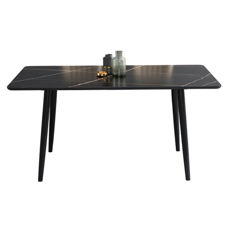 Dining Room Contemporary Sintered Stone Dining Table Rectangular Table with Metallic Base