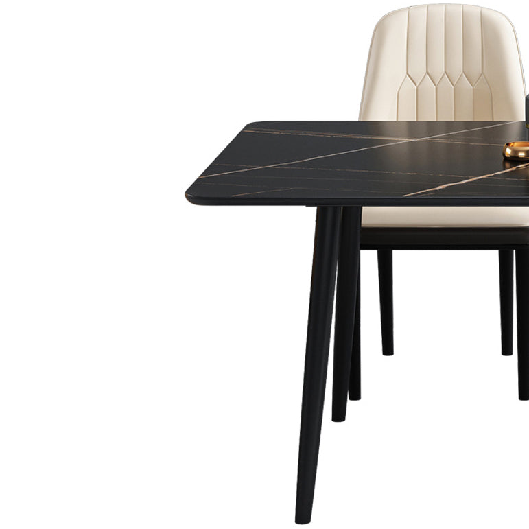 Dining Room Contemporary Sintered Stone Dining Table Rectangular Table with Metallic Base