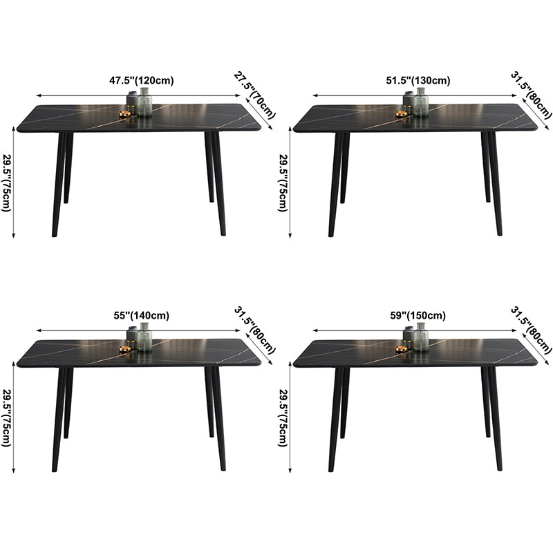 Dining Room Contemporary Sintered Stone Dining Table Rectangular Table with Metallic Base