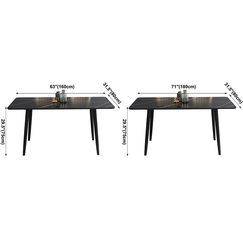 Dining Room Contemporary Sintered Stone Dining Table Rectangular Table with Metallic Base