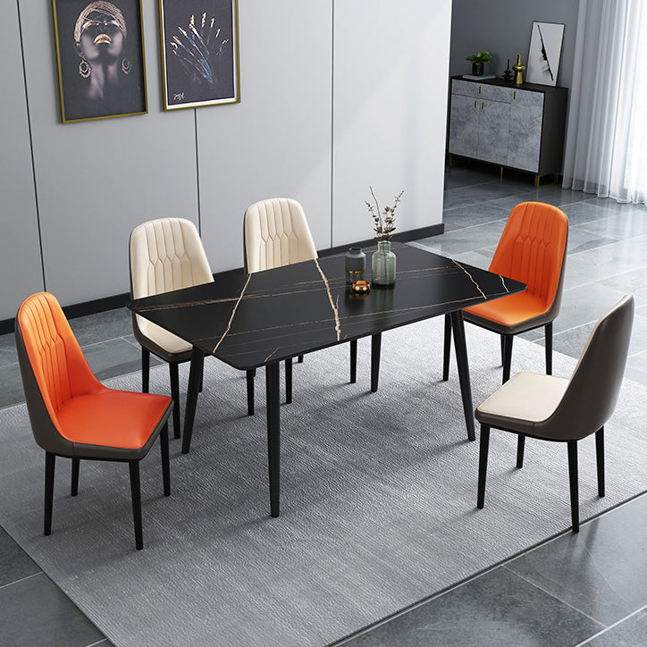 Dining Room Contemporary Sintered Stone Dining Table Rectangular Table with Metallic Base