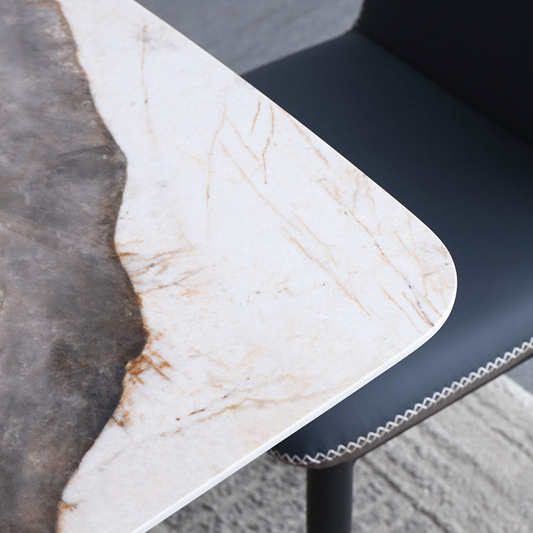 Modern Rectangle Shape Sintered Stone Dining Table Kitchen Dining Table with Double Pedestal