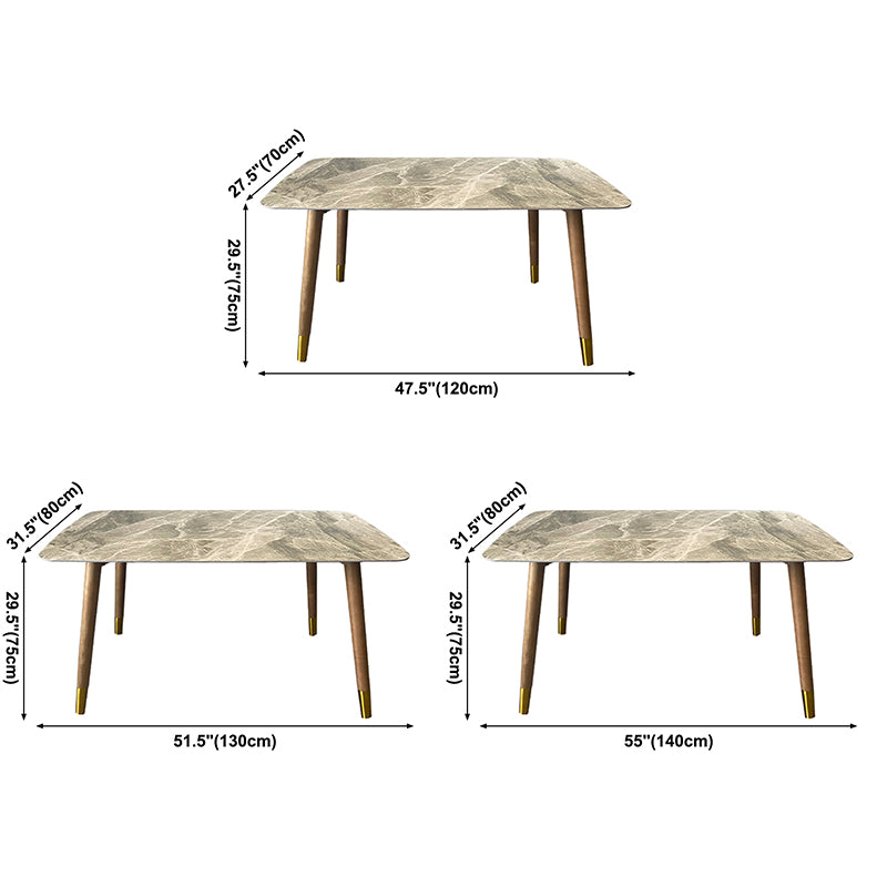 Modern Dining Room Sintered Stone Table with Metal Base Rectangle Dining Table for Restaurant
