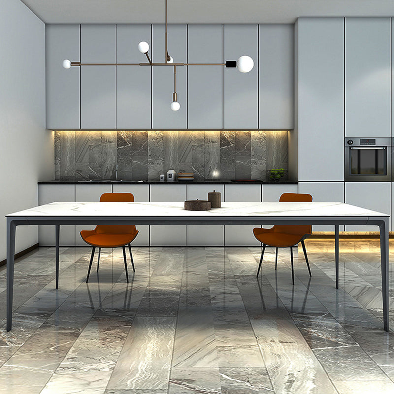 Rectangle Home Dining Table Sintered Stone Metal Frame Table with Four-leg