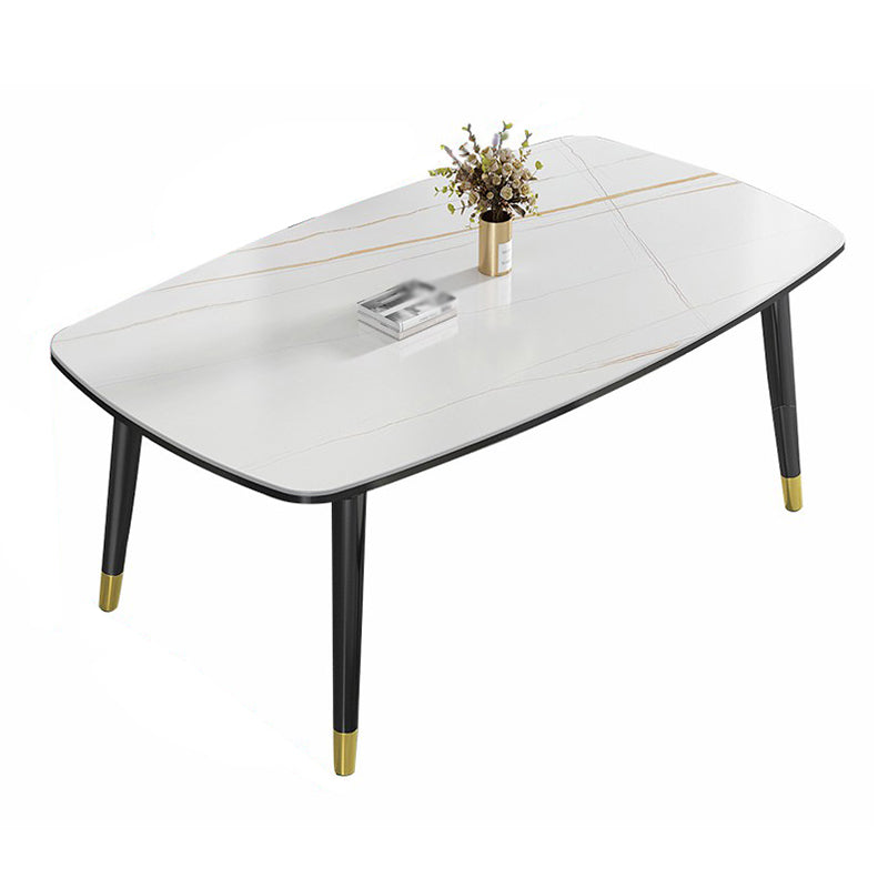 Mesa de comedor de mesa de cocina de piedra sinterizada moderna con base de comedor con 4 patas base