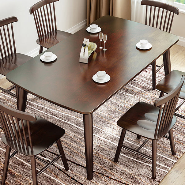 Rectangle 4 jambes Table à manger moderne Table brun Table fixe avec bois massif