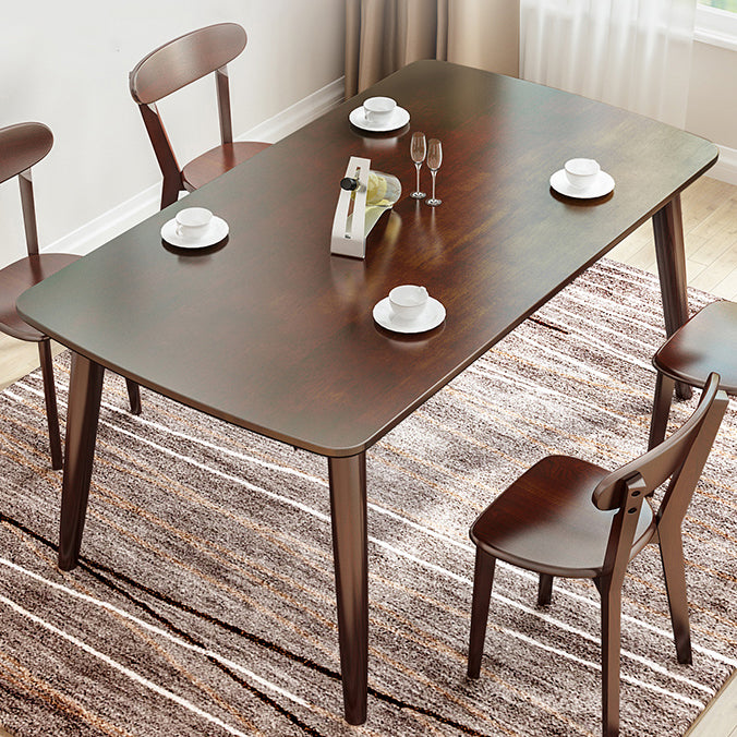 Rectangle 4 jambes Table à manger moderne Table brun Table fixe avec bois massif