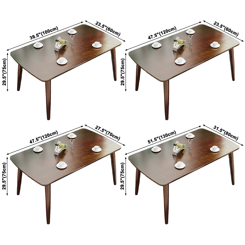 Rectangle 4 jambes Table à manger moderne Table brun Table fixe avec bois massif