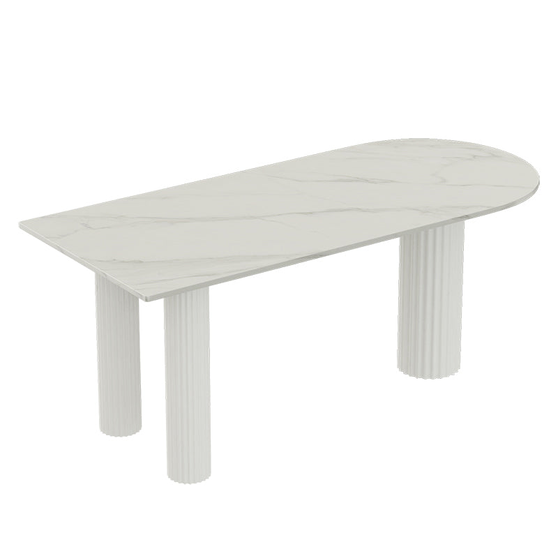 Free Form White Dining Table Sintered Stone Table Modern Style with 3 Legs