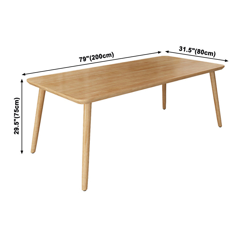 Dining Room Simple Solid Wood Rectangular Dining Table with 4 Legs Base