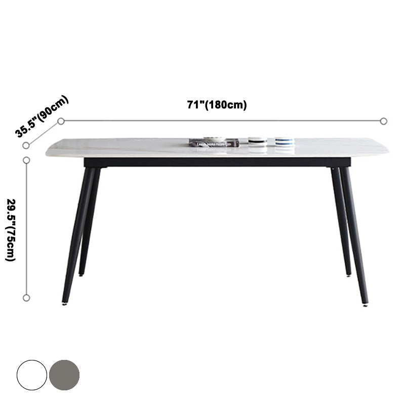 Sintered Stone Modern Style Dining Table Rectangle Table with 4 Legs for Home
