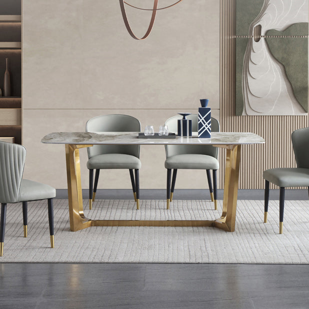 Metal Modern Rectangle Dining Table Sintered Stone Table for Dining Room