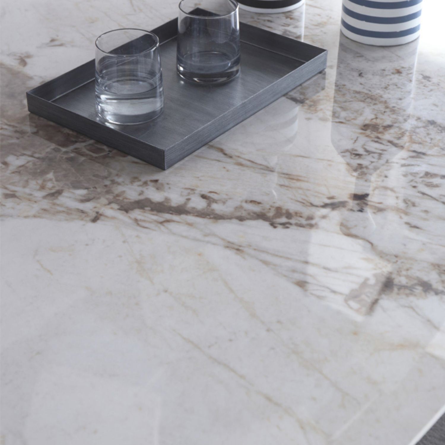 Metal Modern Rectangle Dining Table Sintered Stone Table for Dining Room