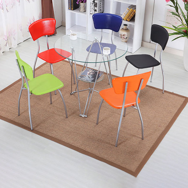 Round Tripod Dining Site Table Metal Dinette Table with Tempered Glass