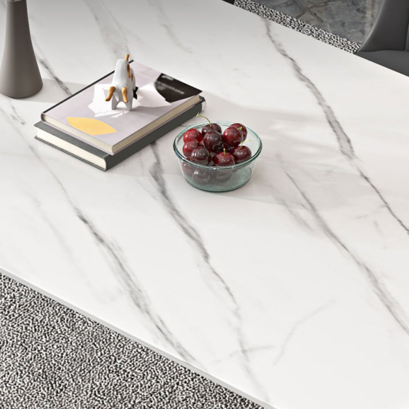 Simplicidad de metal Rectangle Mesa de comedor de la mesa de piedra con 4 patas