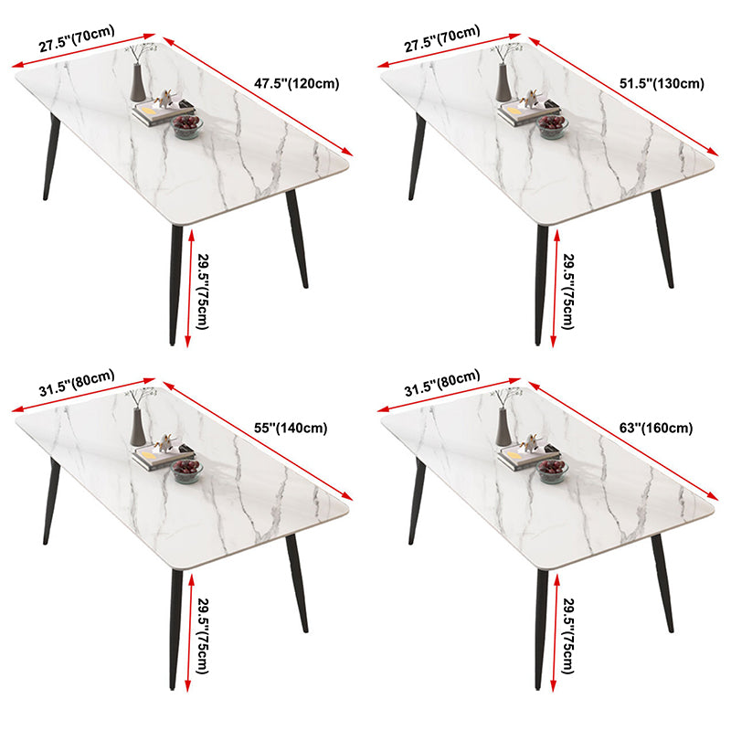 Metal Simplicity Rectangle Dining Table Stone Dinner Table with 4 Legs