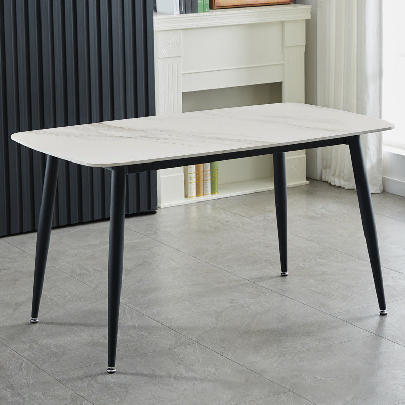 Mesa de comedor rectangular contemporánea Mesa de comedor de piedra sinterizada con 4 patas de metal para comedor