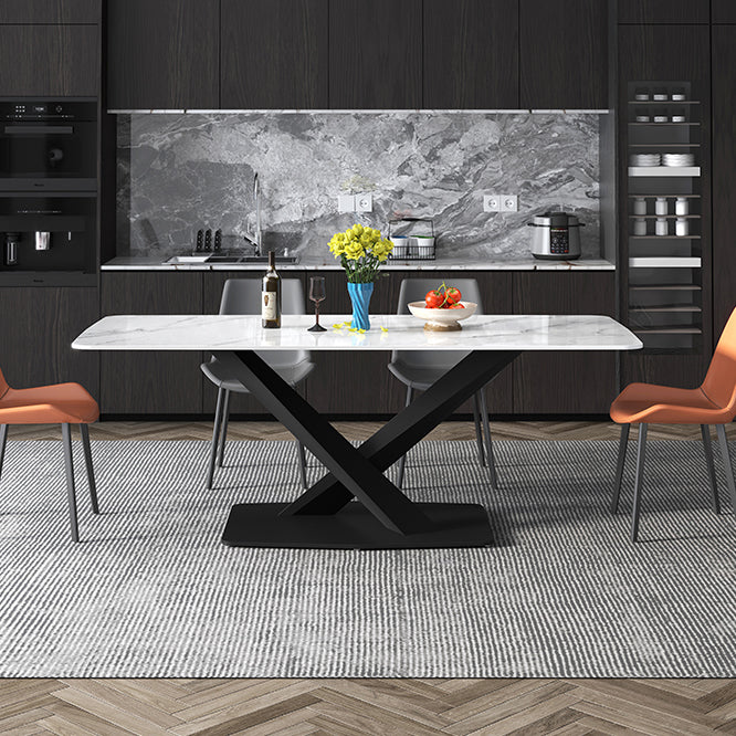 Metal Modern Rectangular Dining Table Sintered Stone Table for Dining Room