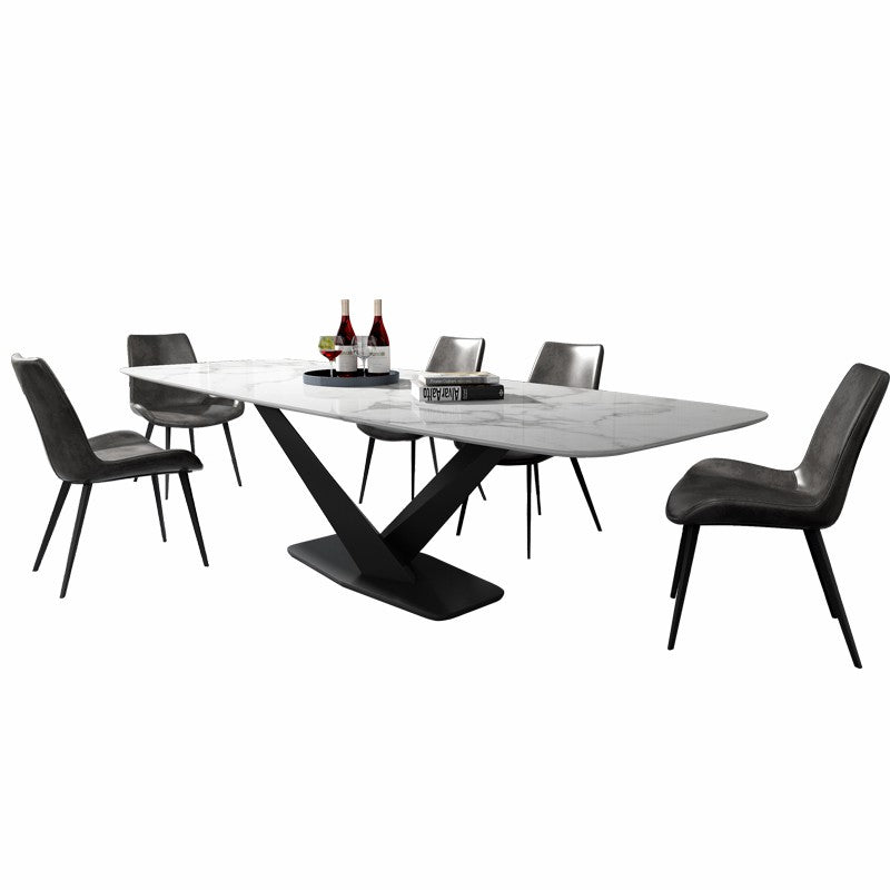 Metal Contemporary Rectangular Dining Table Sintered Stone Table for Dining Room