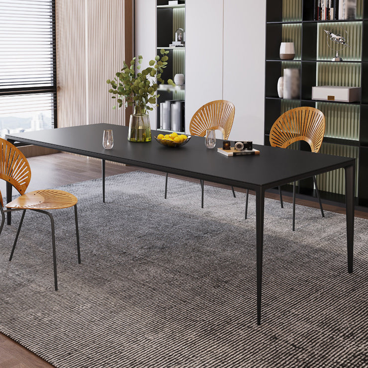 Rectangular Modern Sintered Stone Dining Table Dining Furniture with Metallic Base