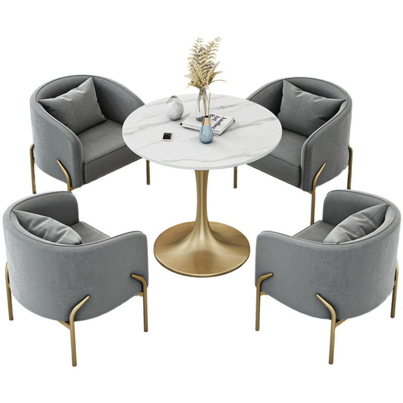 Contemporary Round Dining Table Sintered Stone Dining Table with Tulip Base