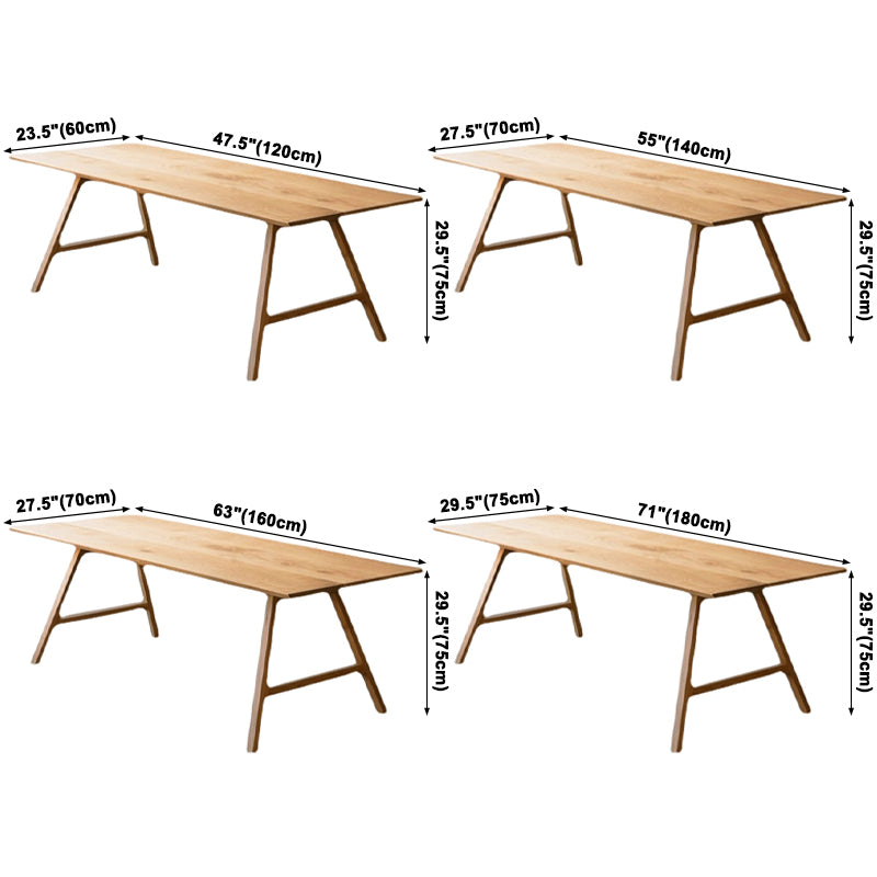Contemporary Rectangle Dining Table Pine Solid Wood Table with Double Pedestal