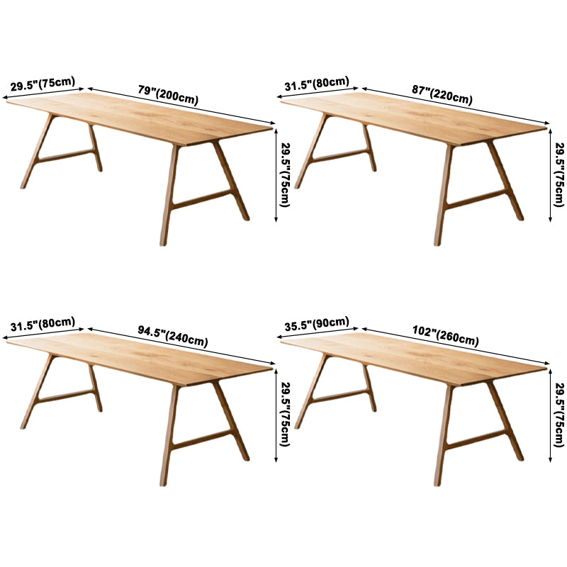 Contemporary Rectangle Dining Table Pine Solid Wood Table with Double Pedestal
