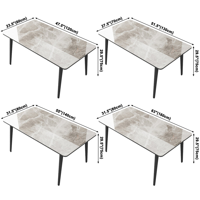 Sintered Stone Two-Color Dining Table Simplicity 4 Legs Table for Dining Room
