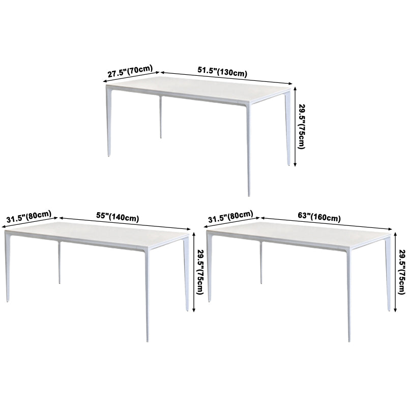 Rectangle Sintered Stone White Dining Table Simplicity 4 Legs Table for Dining Room