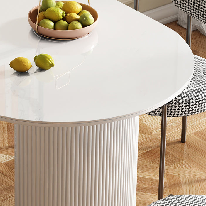 Metal Contemporary Free Form Dining Table White Sintered Stone Table for Dining Room and Kitchen