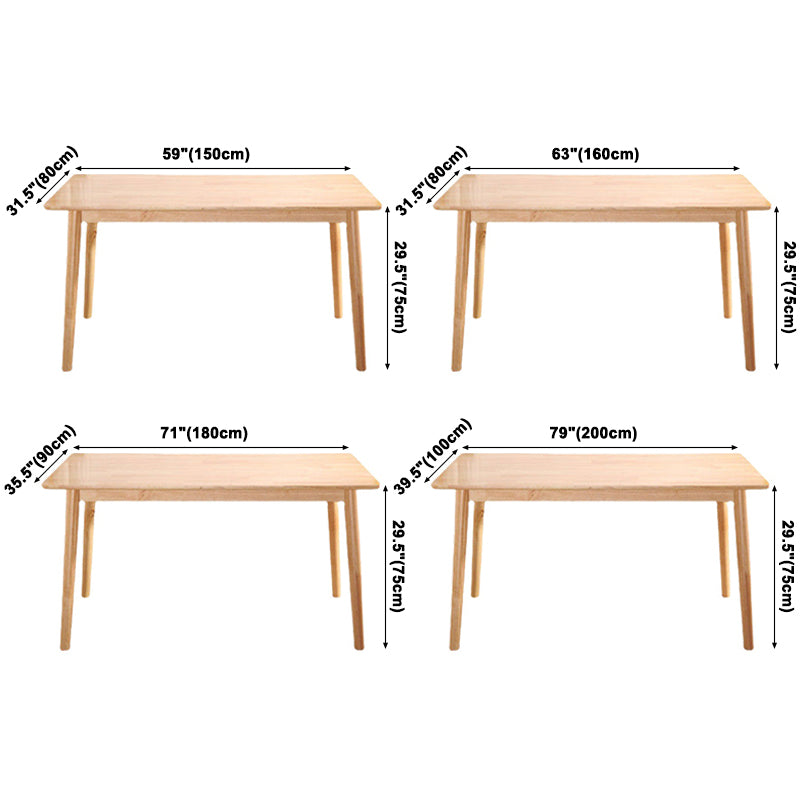 Mesa de comedor de estilo simple madera de goma de madera maciza con 4 patas mesa base en color de madera