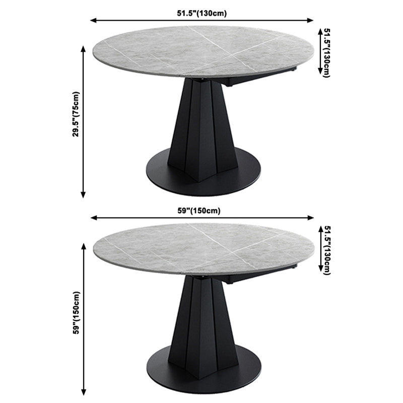 Table à manger en pierre fritrée de style moderne avec piédestal
